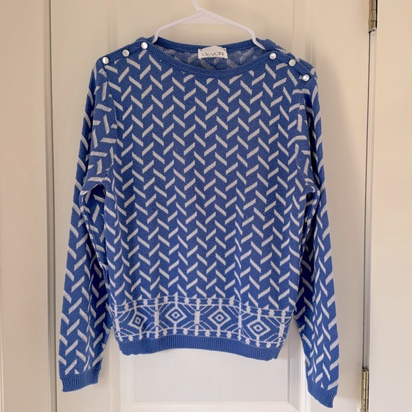 Vintage Devon periwinkle blue sweater - Picture 1 of 8